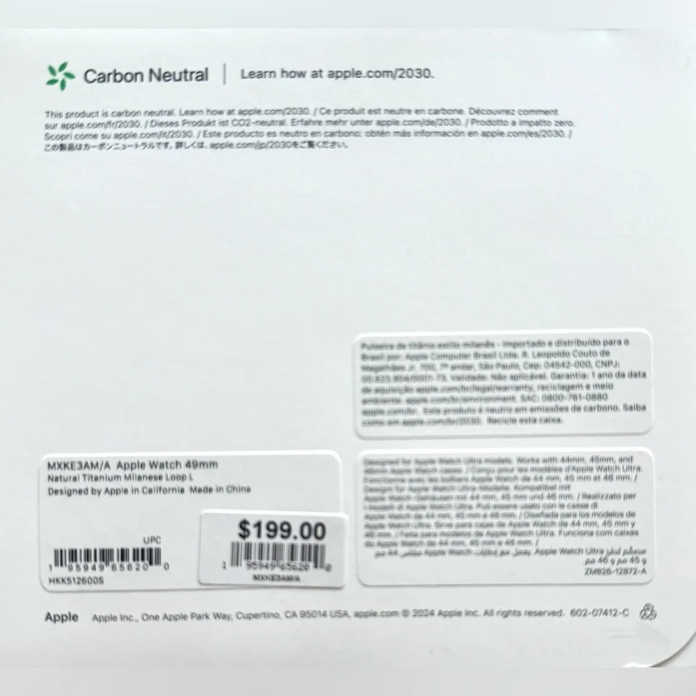 Apple iWatch 49mm NATURAL Titanium Milanese Loop size "L" for UltraII Sealed,NEW - Picture 4 of 14